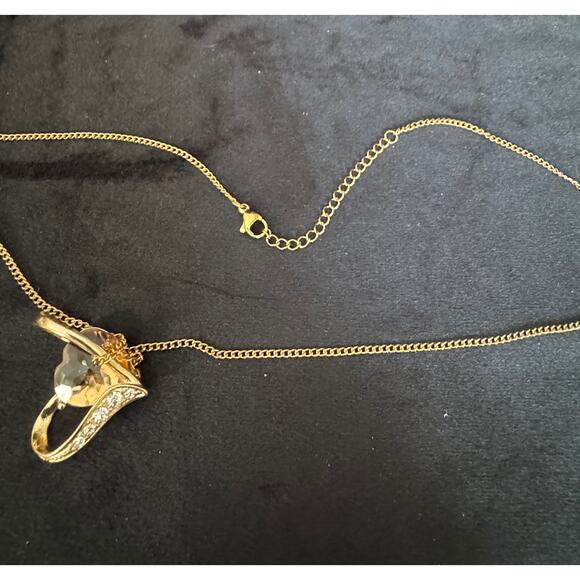 Pre-Owned Gold Heart Pendant Necklace with Citrine-Tone Heart & New Chain N120 - Picture 4 of 4